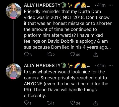 Ally Hardesty responds to David Dobrik apologizing to her